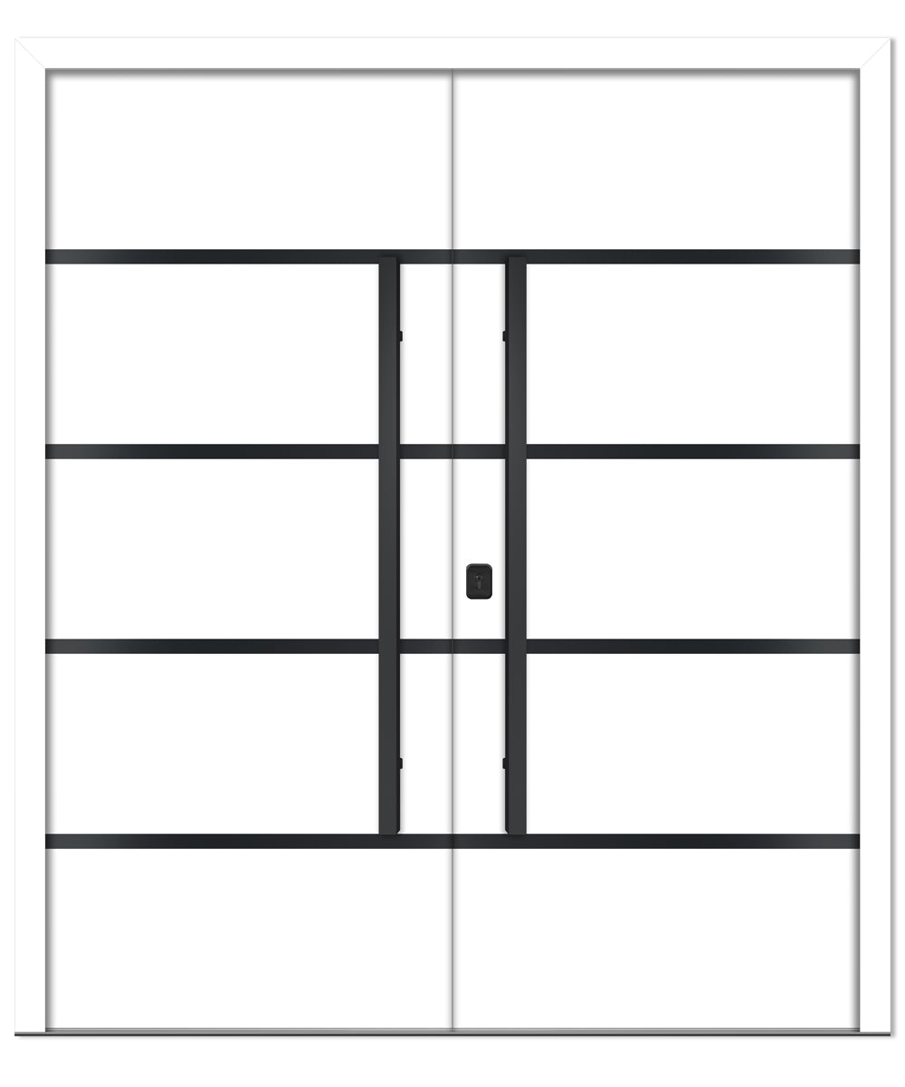 Nova Inox S3 White Modern Exterior Double Door with Black Stainless Steel