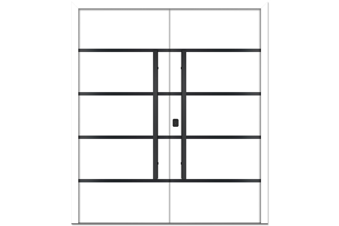 Nova Inox S3 White Modern Exterior Double Door with Black Stainless Steel
