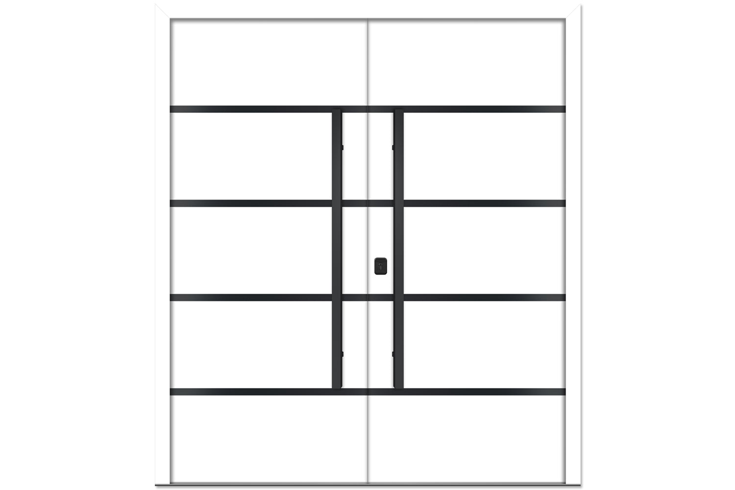 Nova Inox S3 White Modern Exterior Double Door with Black Stainless Steel