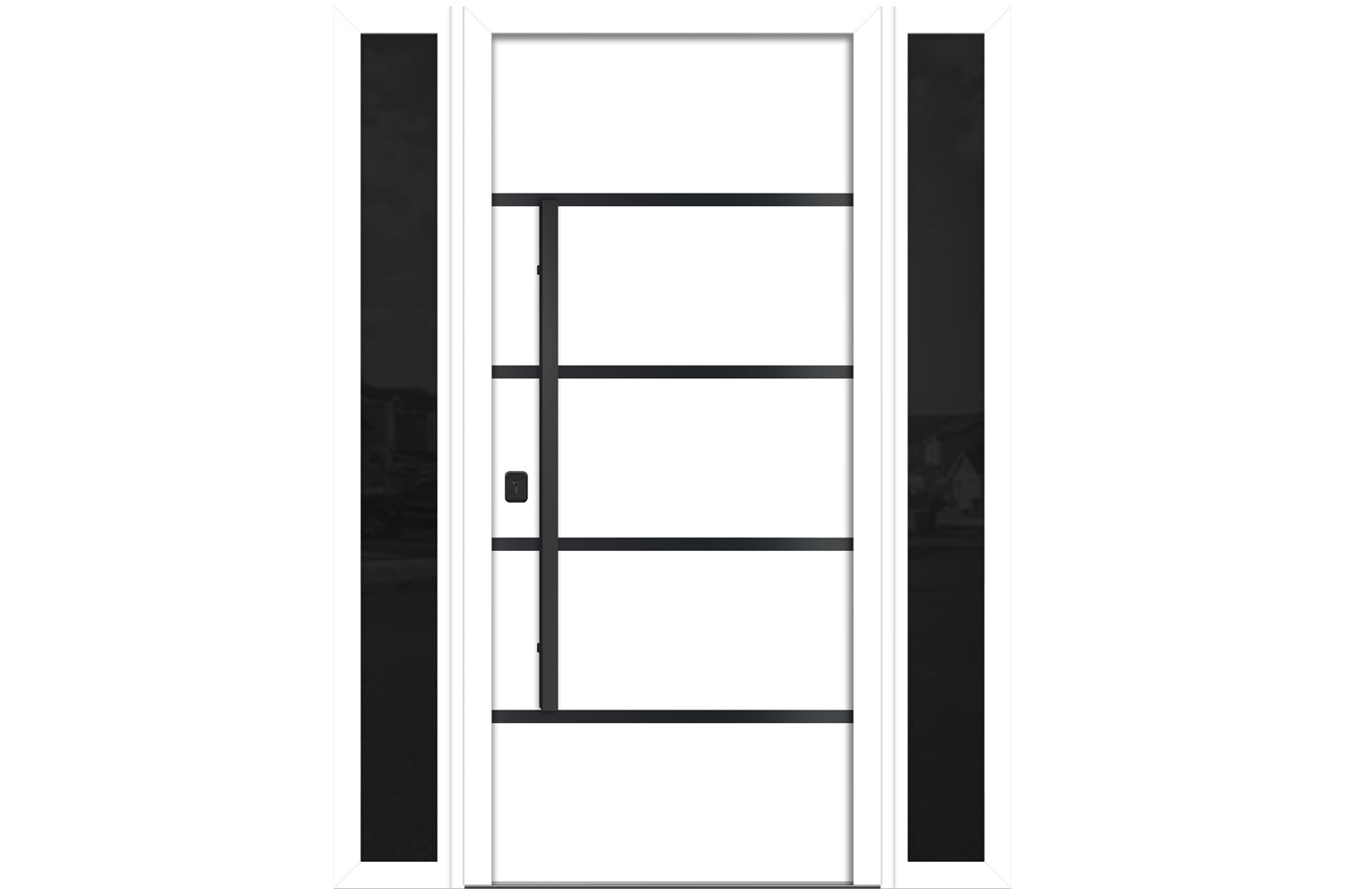 Nova Inox S3 White Modern Exterior Door with Black Stainless Steel - with Double Sidelight