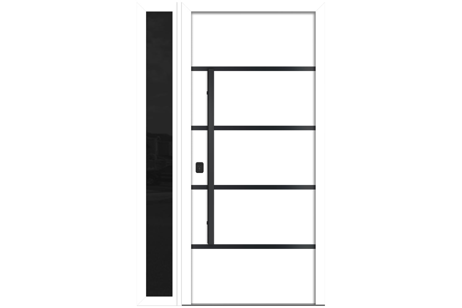 Nova Inox S3 White Modern Exterior Door with Black Stainless Steel - with Left Sidelight