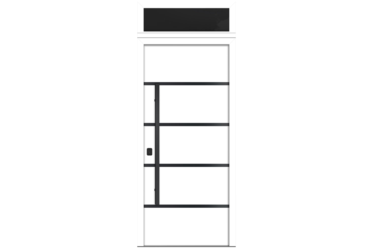 Nova Inox S3 White Modern Exterior Door with Black Stainless Steel - with Transom