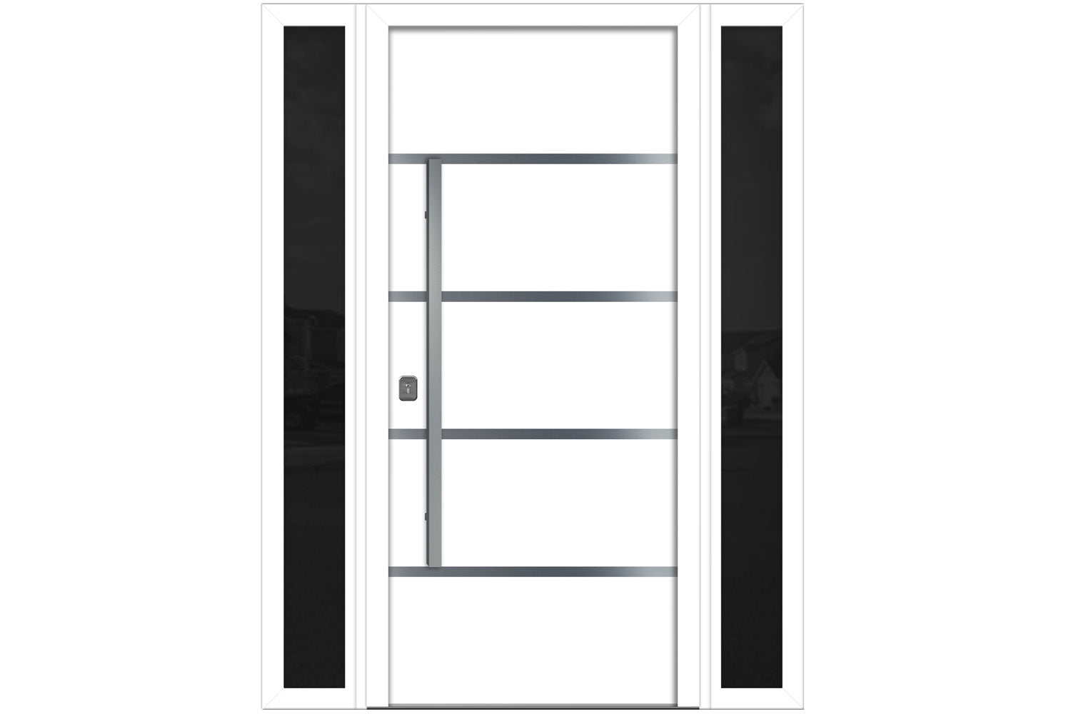 Nova Inox S3 White Modern Exterior Door w Double Sidelight Right-in