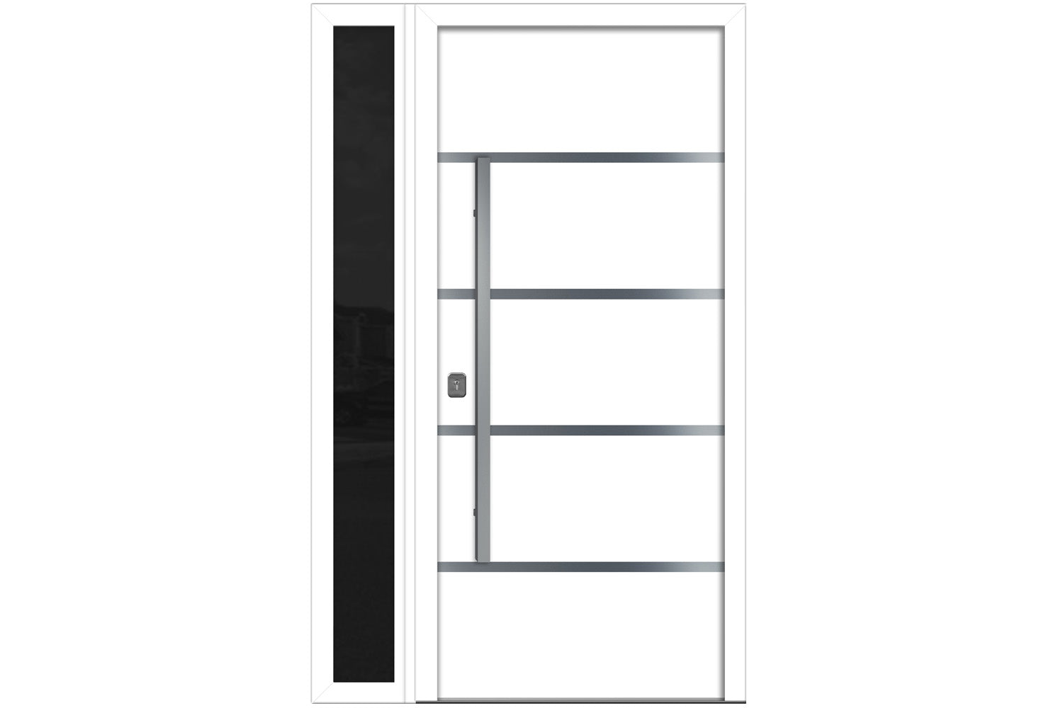 Nova Inox S3 White Modern Exterior Door w Left Sidelight Right-in