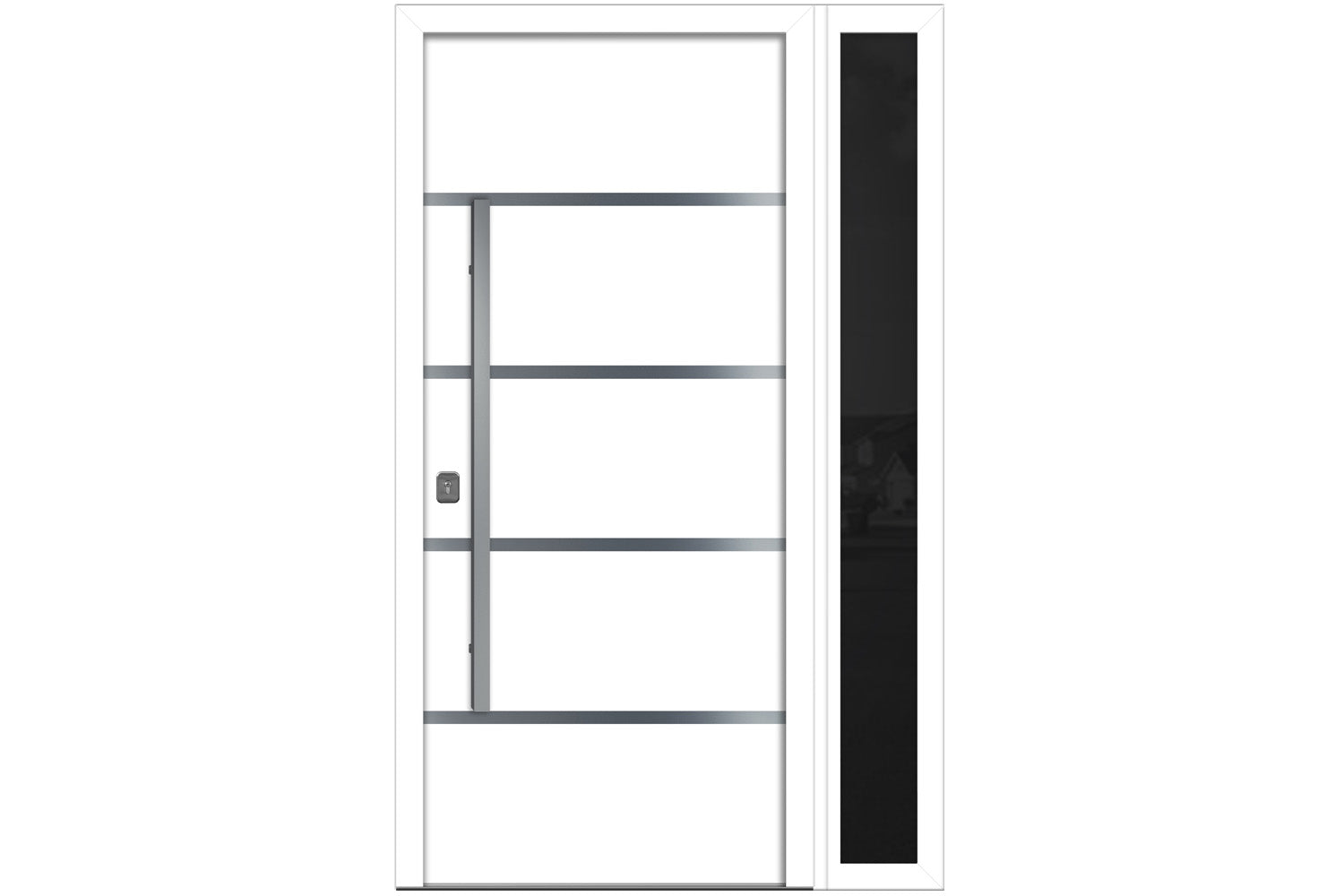 Nova Inox S3 White Modern Exterior Door w Right Sidelight Right-in