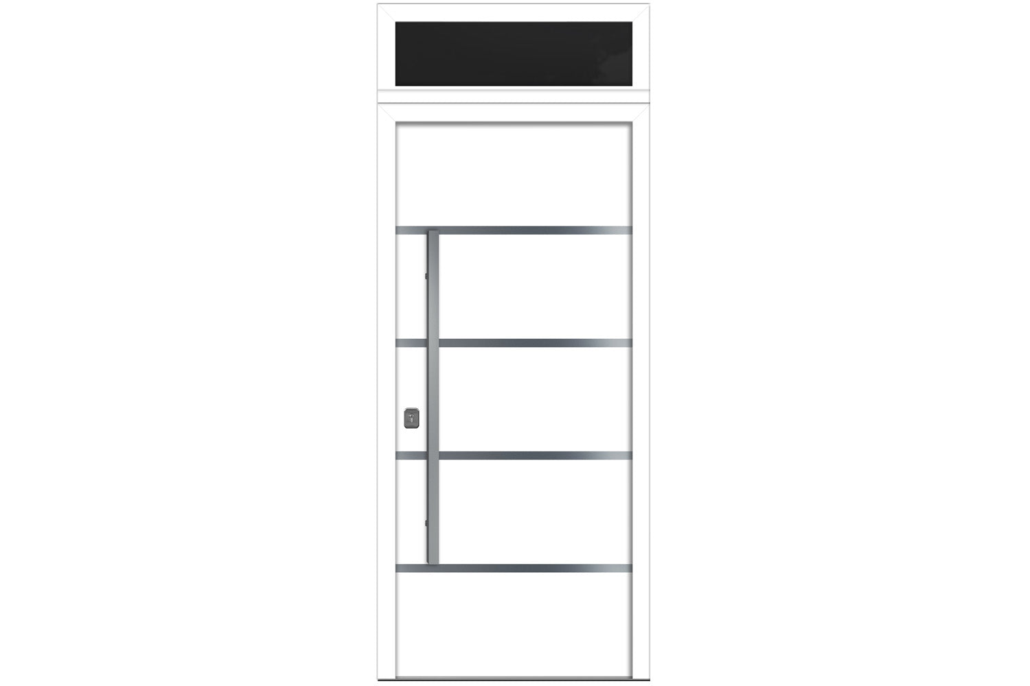 Nova Inox S3 White Modern Exterior Door w Transom Right-in