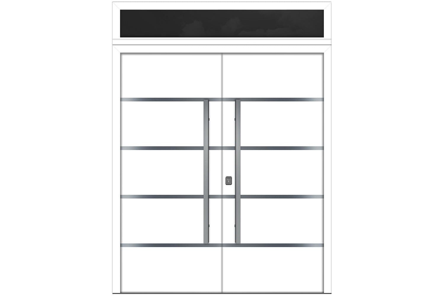 Nova Inox S3 White Modern Exterior Double Door w Transom Right Door Active
