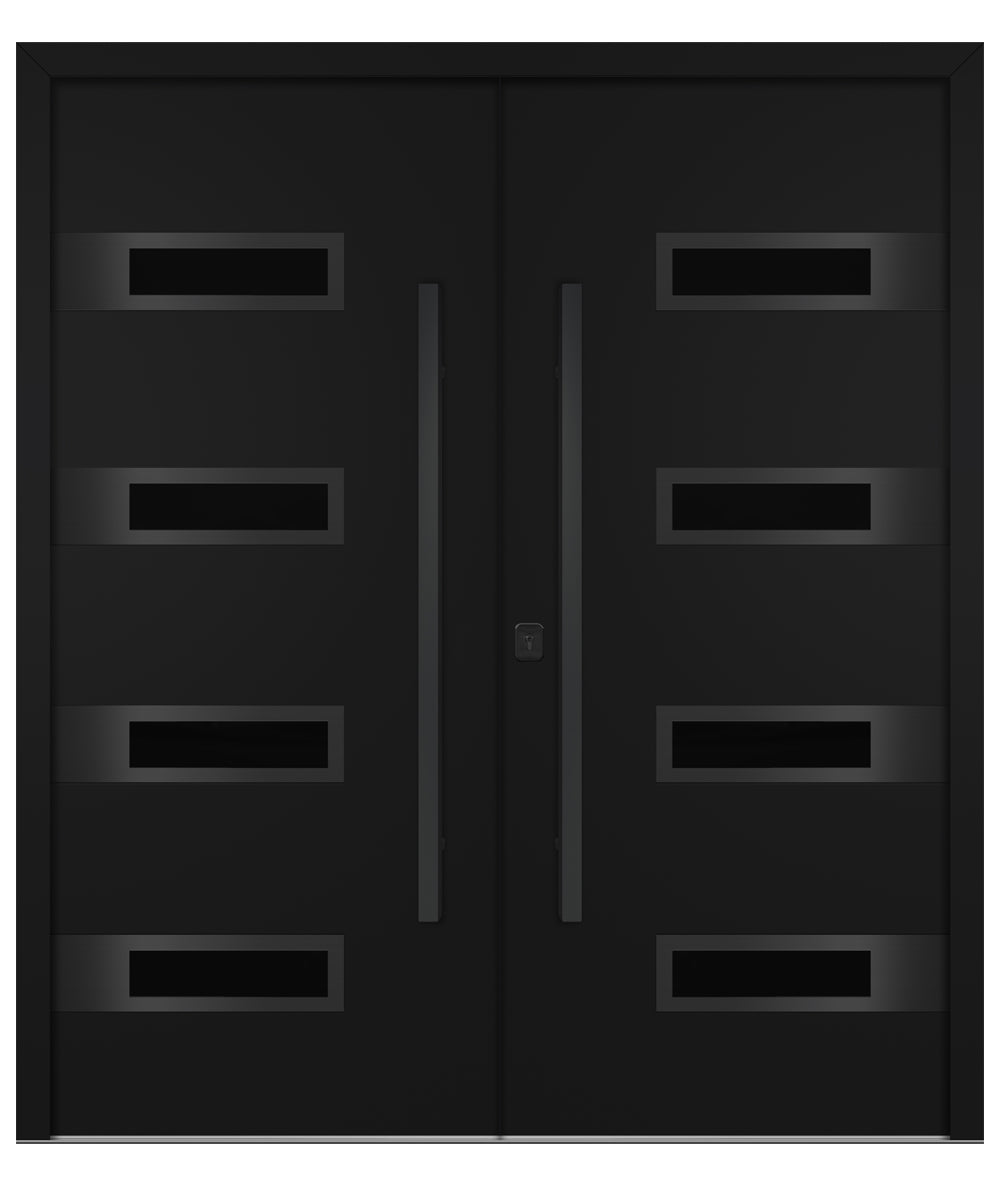 Nova Inox S4 Black Modern Exterior Double Door with Black Stainless Steel
