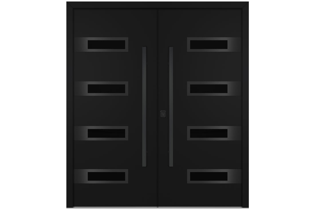 Nova Inox S4 Black Modern Exterior Double Door with Black Stainless Steel