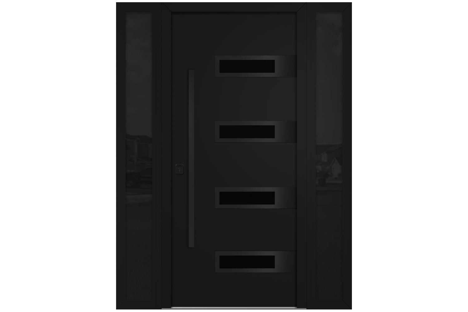 Nova Inox S4 Black Modern Exterior Door with Black Stainless Steel - with Double Sidelight