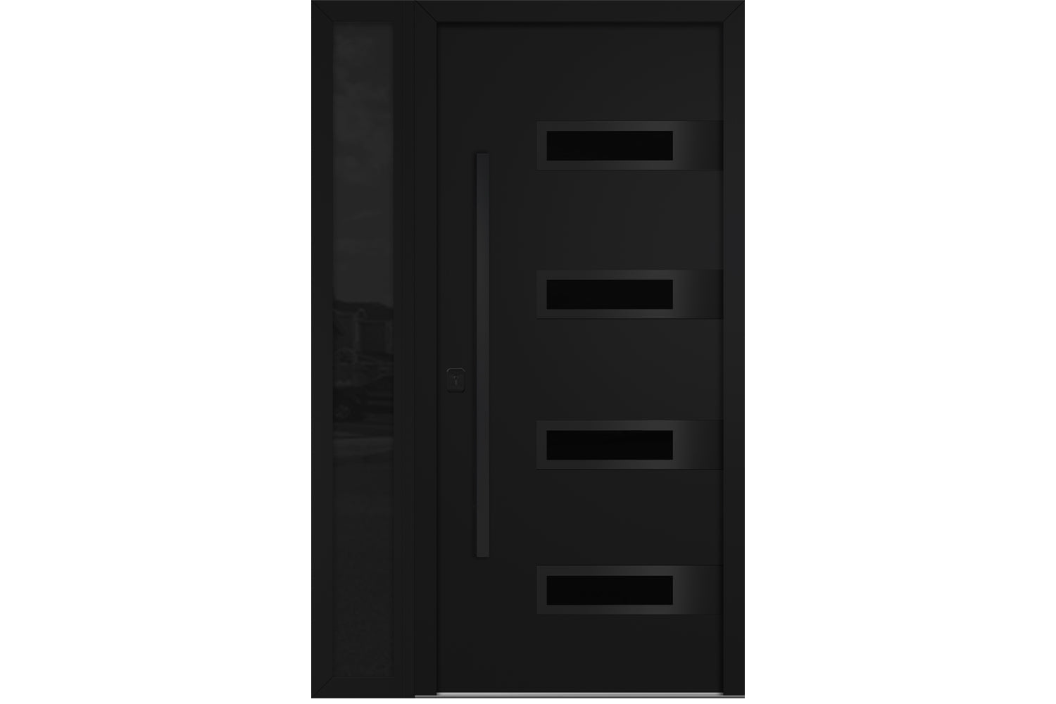 Nova Inox S4 Black Modern Exterior Door with Black Stainless Steel - with Left Sidelight