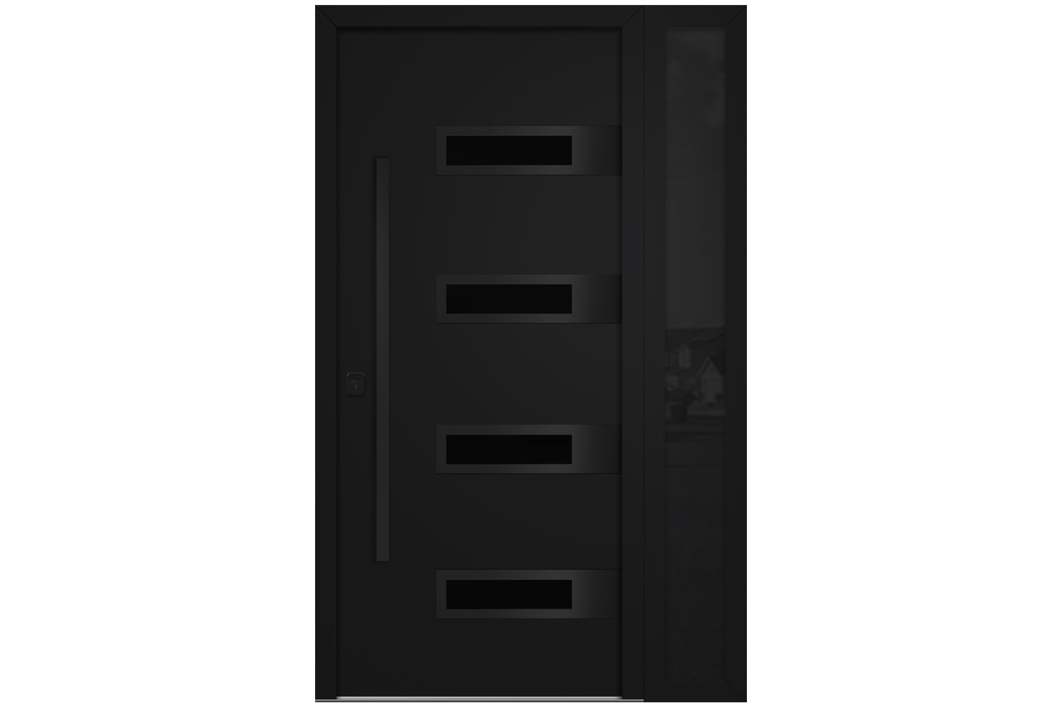 Nova Inox S4 Black Modern Exterior Door with Black Stainless Steel - with Right Sidelight