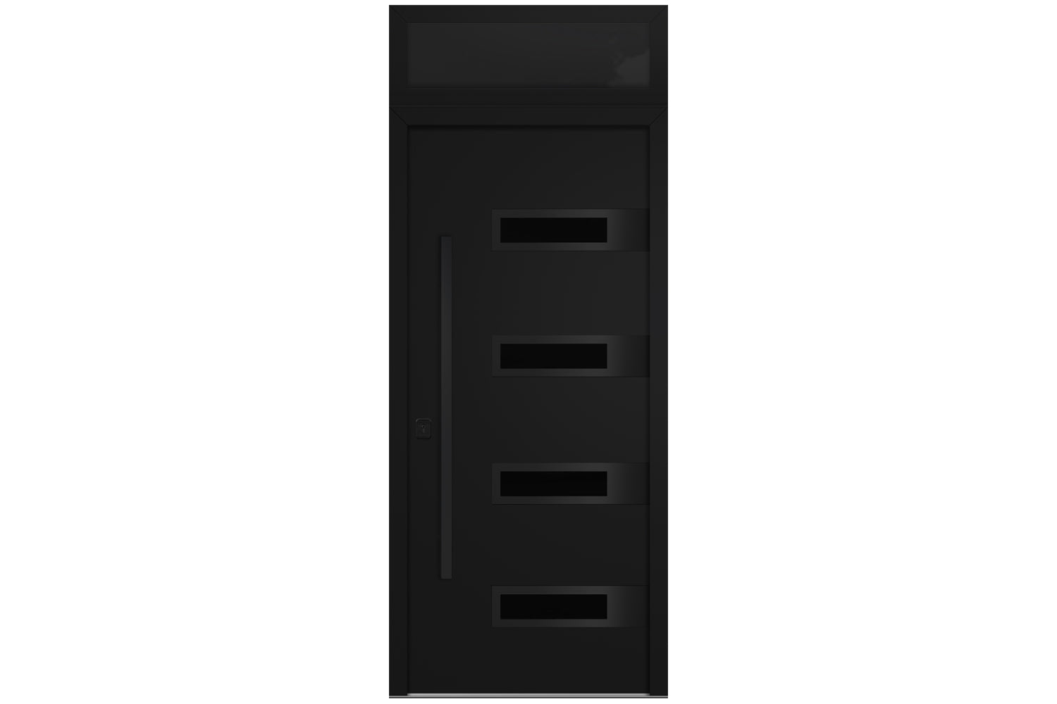Nova Inox S4 Black Modern Exterior Door with Black Stainless Steel - with Transom