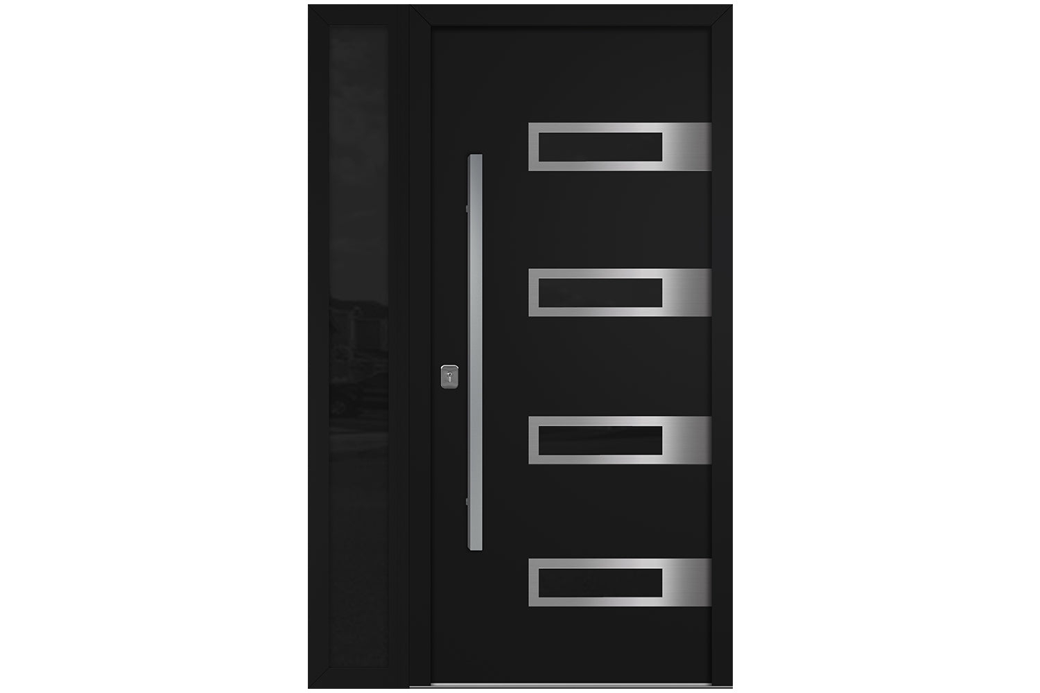 Nova Inox S4 Black Modern Exterior Door w Left Sidelight Right-in