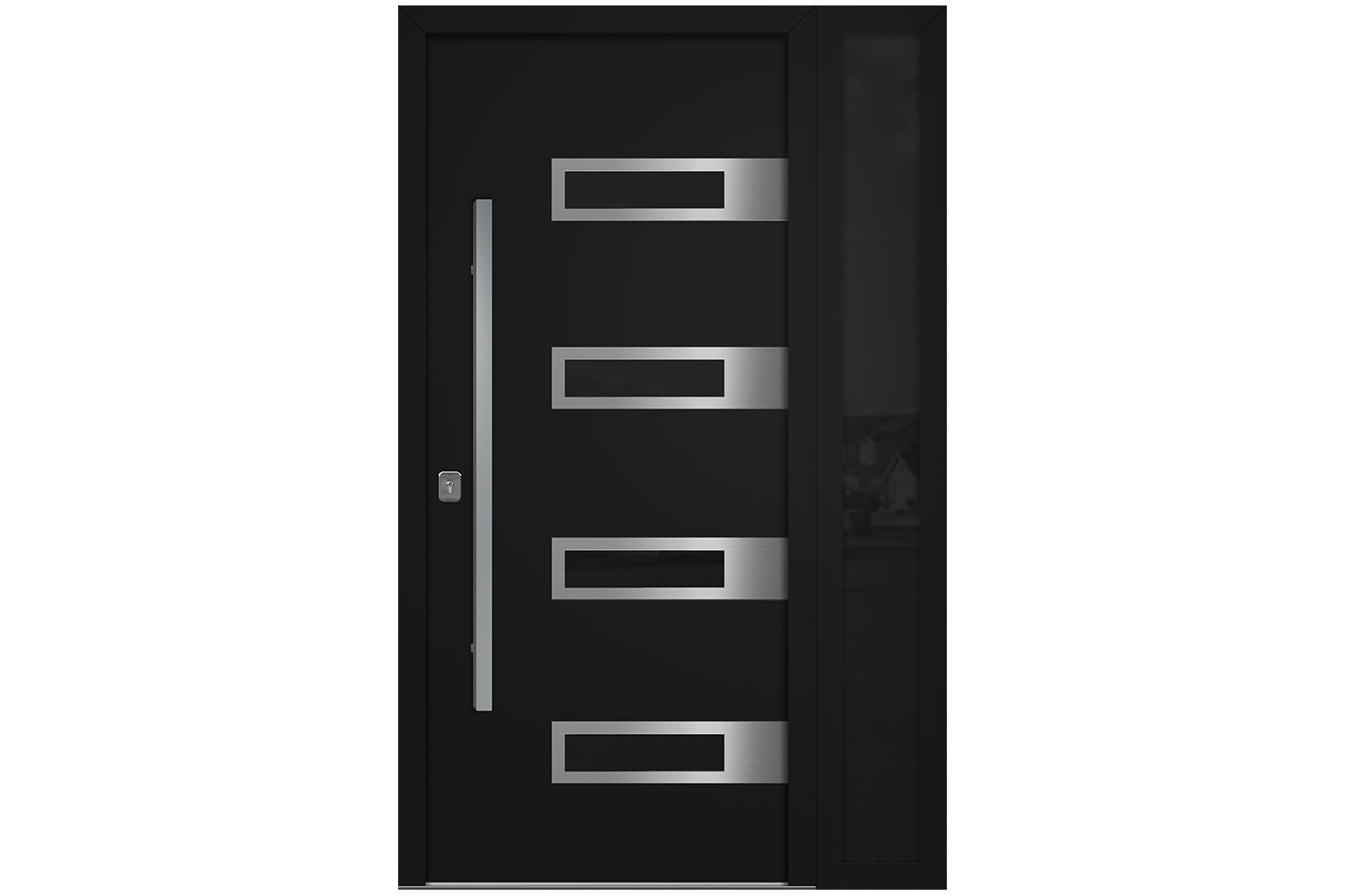 Nova Inox S4 Black Modern Exterior Door w Right Sidelight Right-in