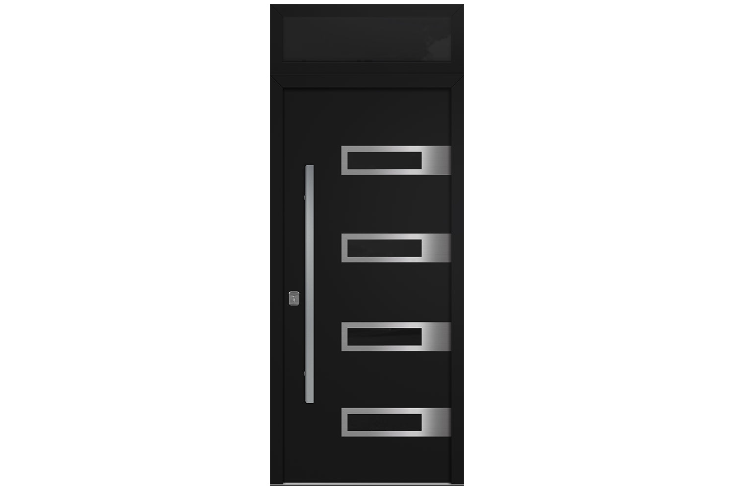 Nova Inox S4 Black Modern Exterior Door w Transom Right-in