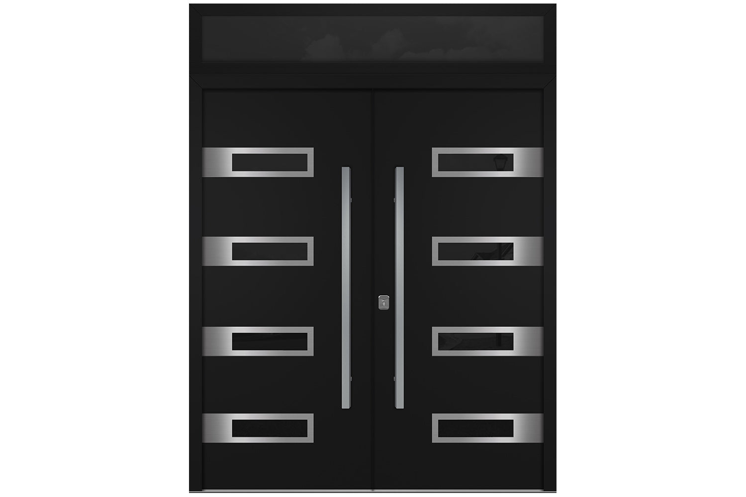 Nova Inox S4 Black Modern Exterior Double Door w Transom Right Door Active