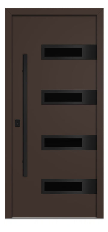 Nova Inox S4 Brown Modern Exterior Door with Black Stainless Steel
