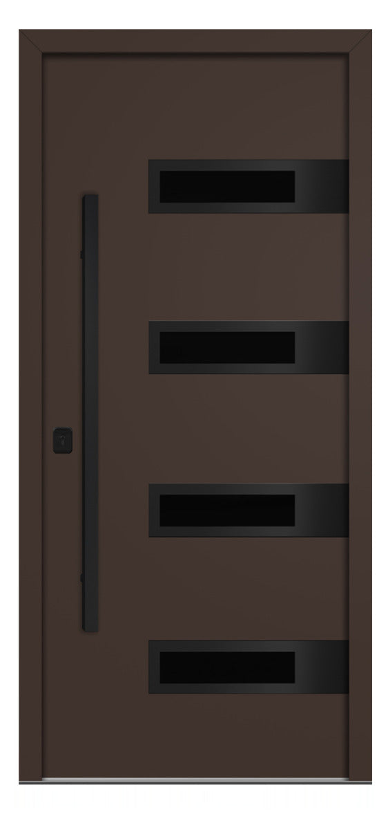 Nova Inox S4 Brown Modern Exterior Door with Black Stainless Steel