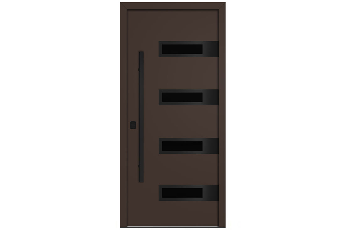 Nova Inox S4 Brown Modern Exterior Door with Black Stainless Steel