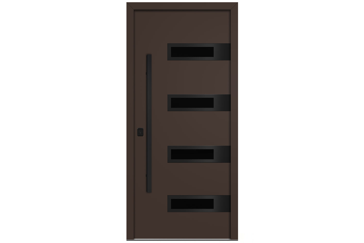 Nova Inox S4 Brown Modern Exterior Door with Black Stainless Steel