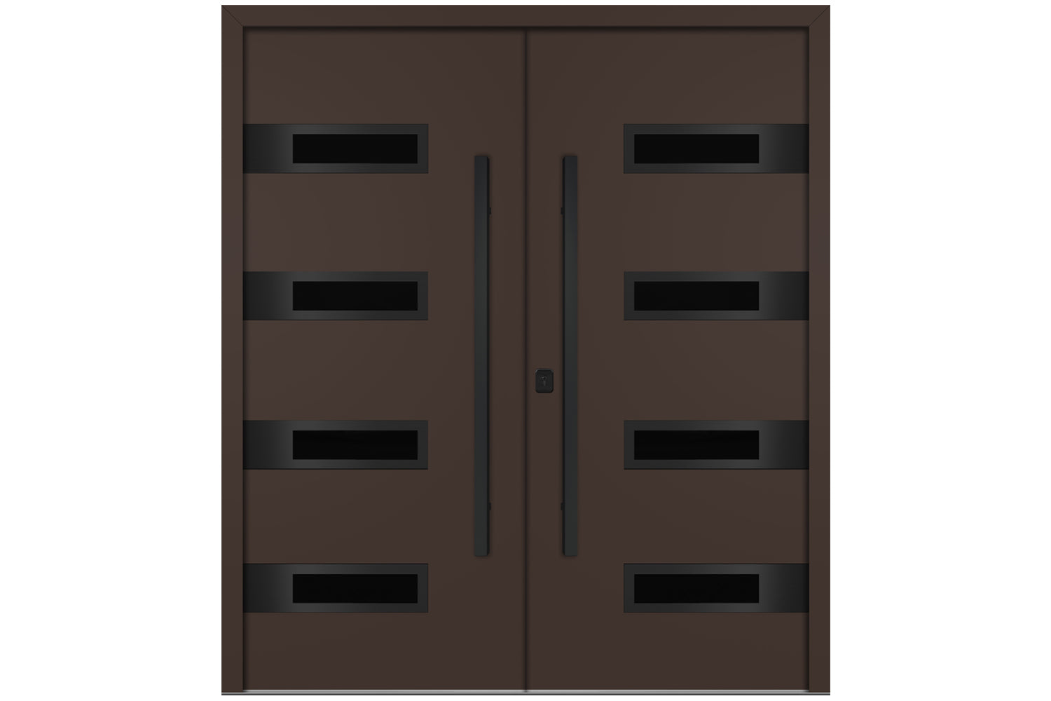 Nova Inox S4 Brown Modern Exterior Double Door with Black Stainless Steel