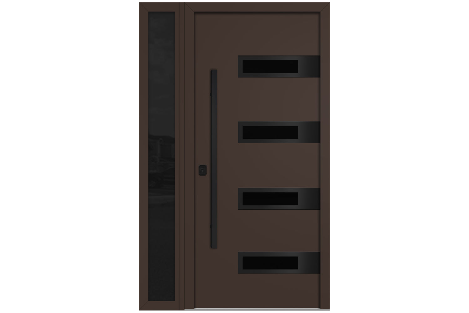 Nova Inox S4 Brown Modern Exterior Door with Black Stainless Steel - with Left Sidelight