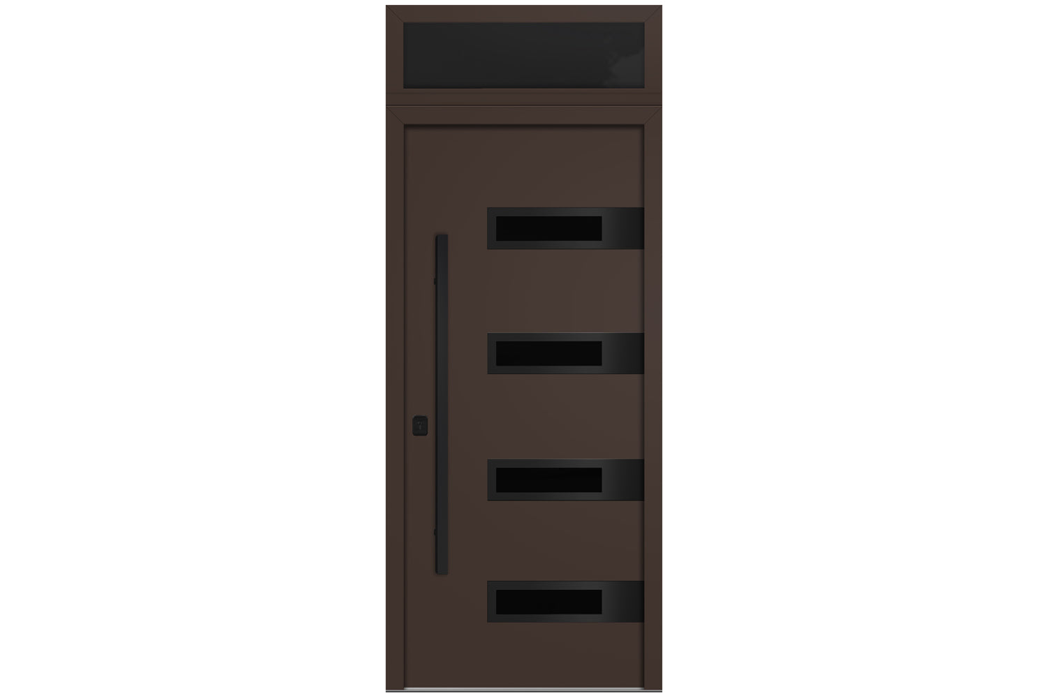 Nova Inox S4 Brown Modern Exterior Door with Black Stainless Steel - with Transom