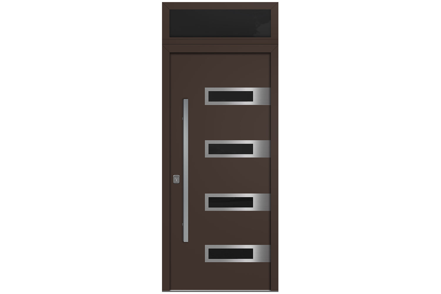 Nova Inox S4 Brown Modern Exterior Door w Transom Right-in