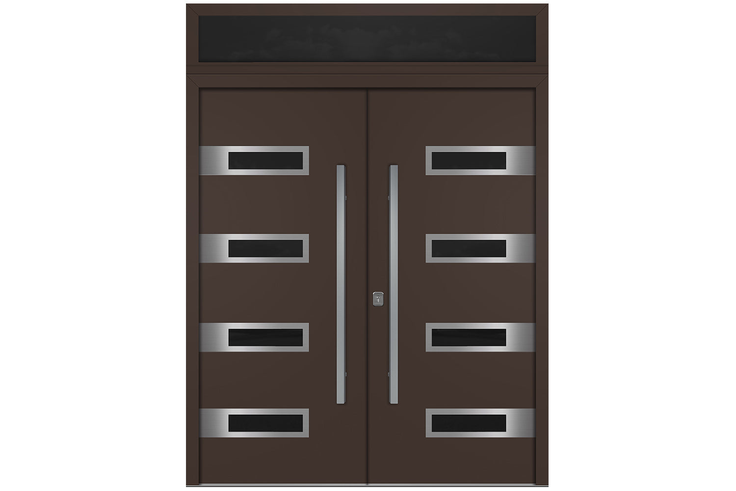 Nova Inox S4 Brown Modern Exterior Double Door w Transom Right Door Active