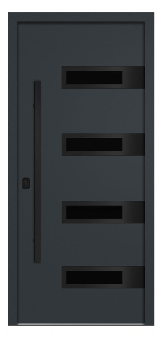 Nova Inox S4 Gray Modern Exterior Door with Black Stainless Steel