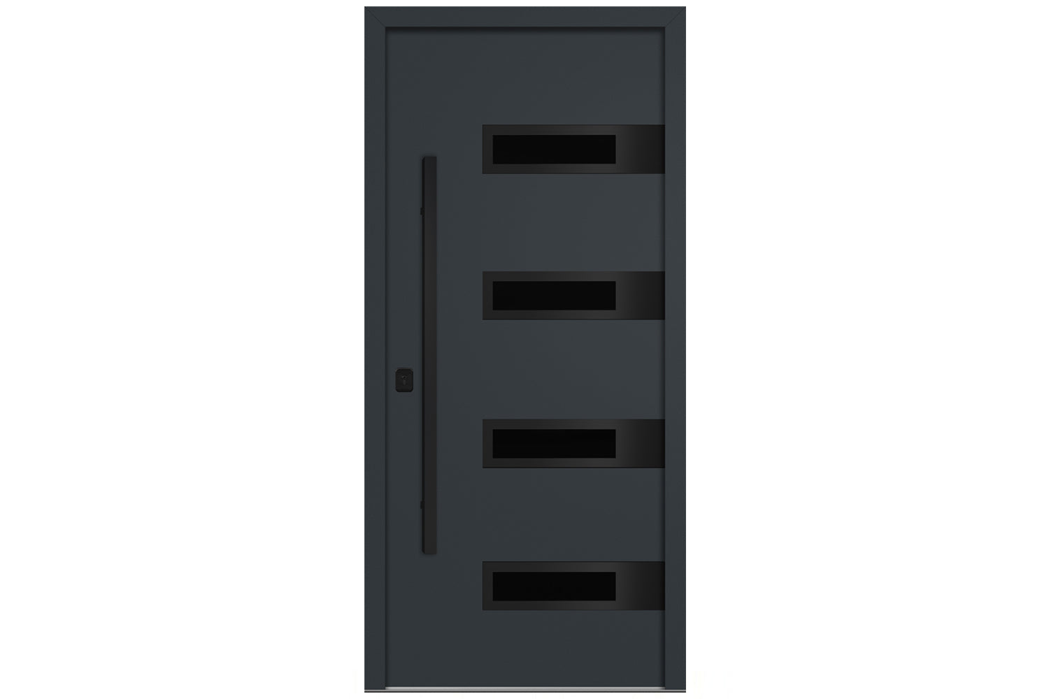 Nova Inox S4 Gray Modern Exterior Door with Black Stainless Steel
