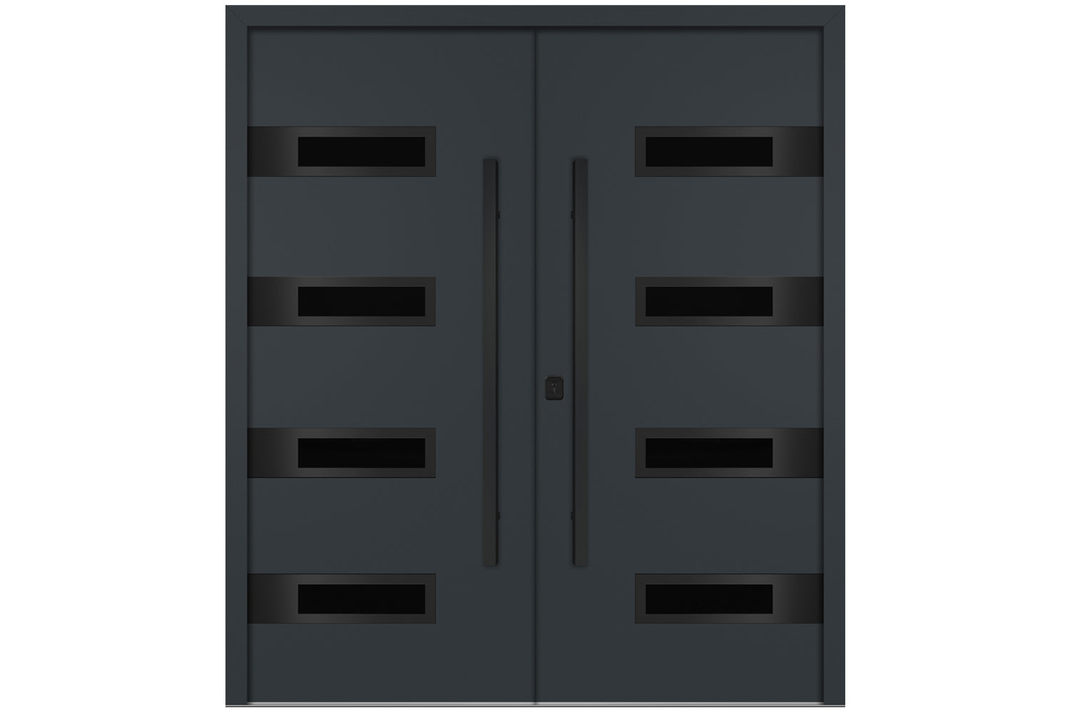 Nova Inox S4 Gray Modern Exterior Double Door with Black Stainless Steel