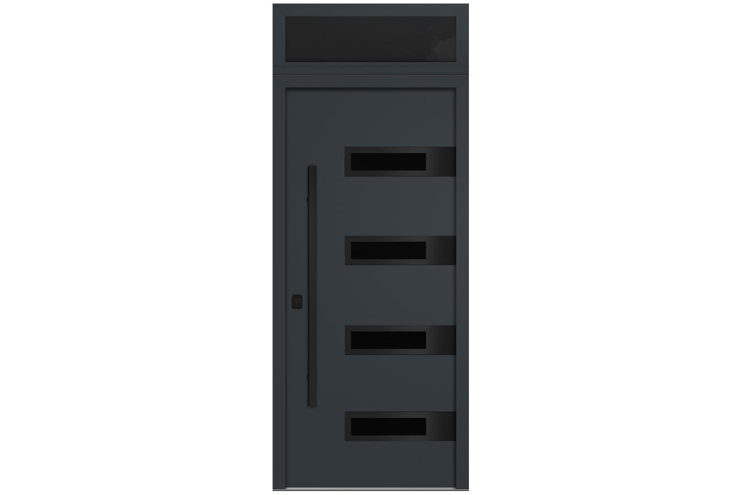 Nova Inox S4 Gray Modern Exterior Door with Black Stainless Steel - with Transom