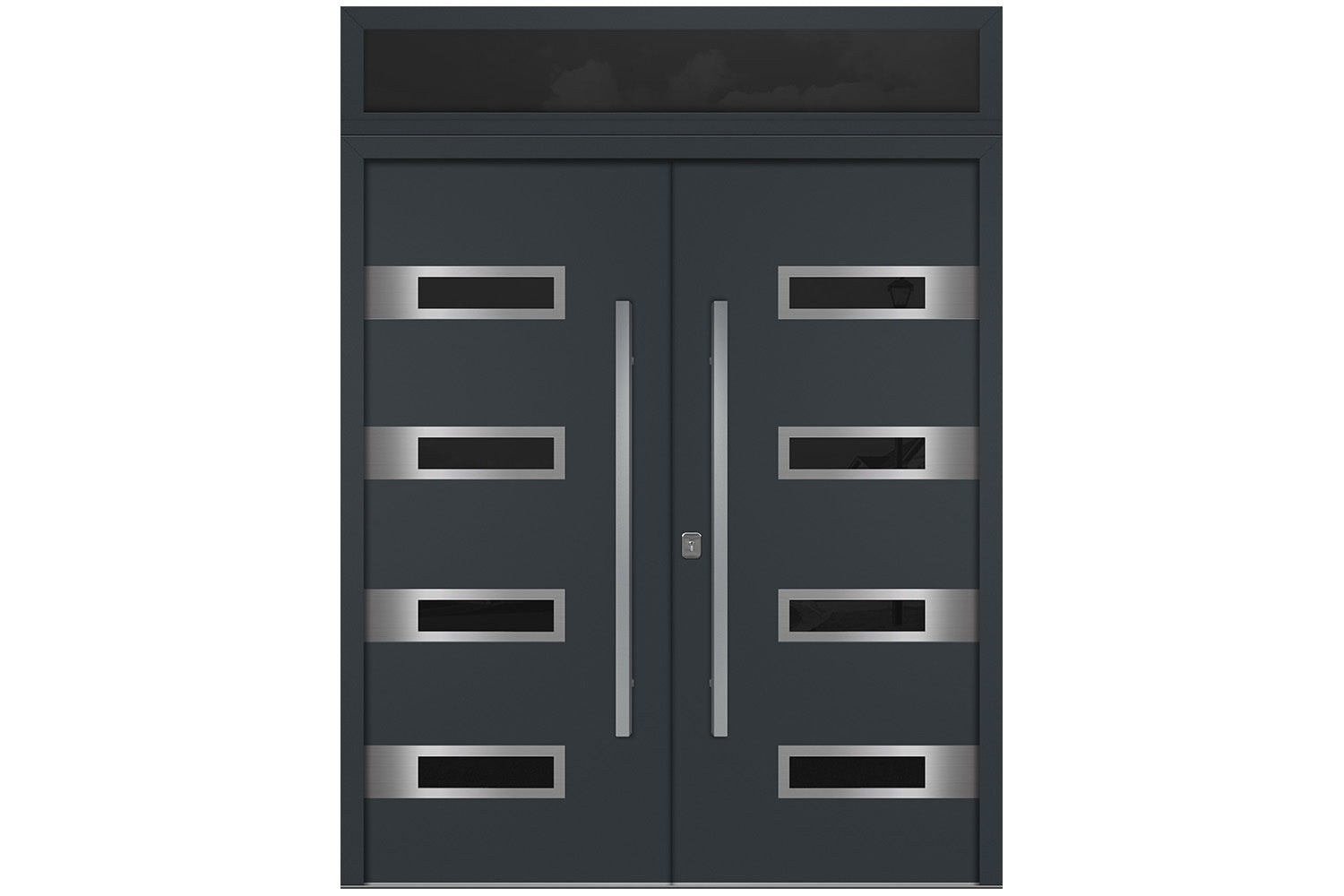 Nova Inox S4 Gray Modern Exterior Double Door w Transom Right Door Active