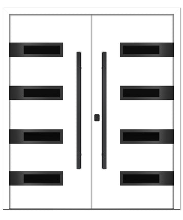 Nova Inox S4 White Modern Exterior Double Door with Black Stainless Steel