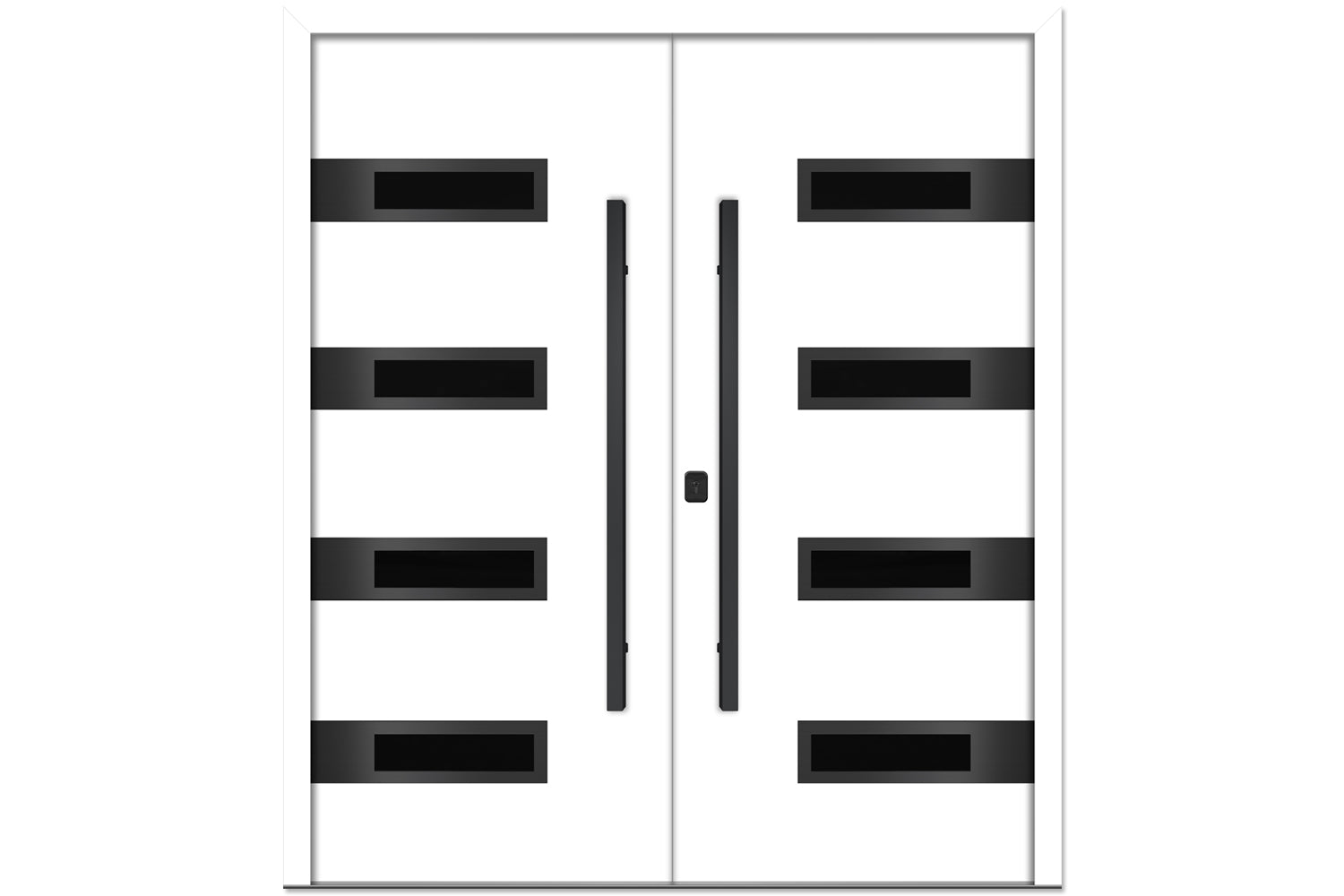 Nova Inox S4 White Modern Exterior Double Door with Black Stainless Steel