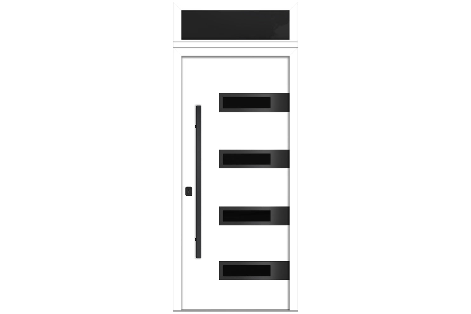 Nova Inox S4 White Modern Exterior Door with Black Stainless Steel - with Transom