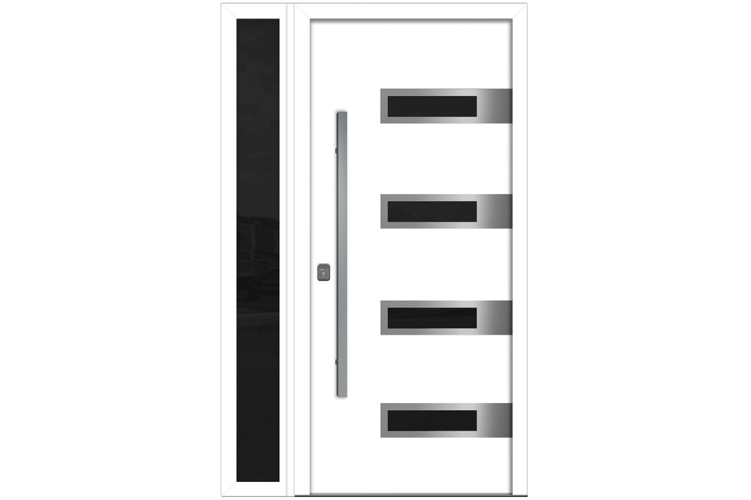 Nova Inox S4 White Modern Exterior Door w Left Sidelight Right-in