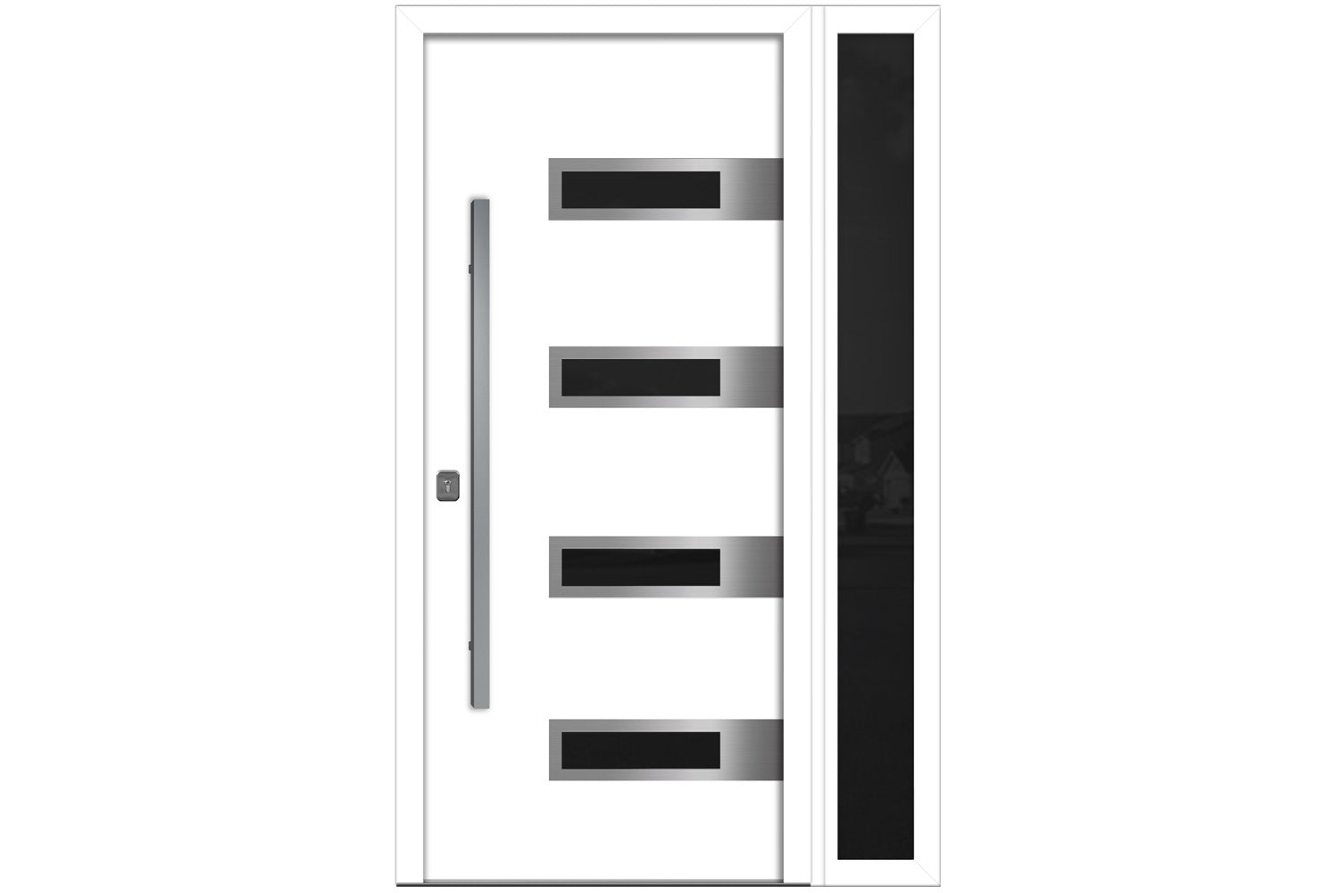 Nova Inox S4 White Modern Exterior Door w Right Sidelight Right-in