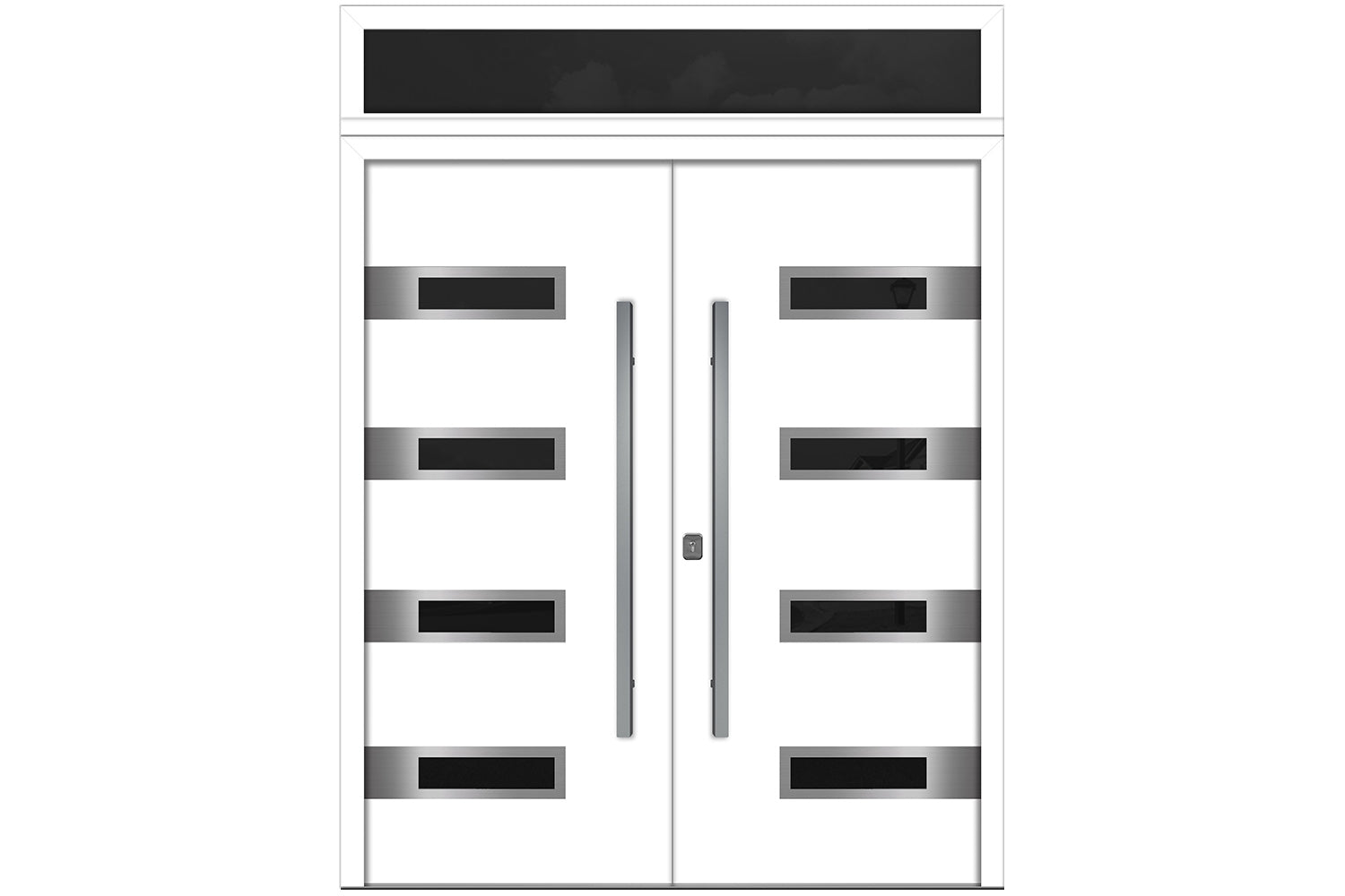 Nova Inox S4 White Modern Exterior Double Door w Transom Right Door Active