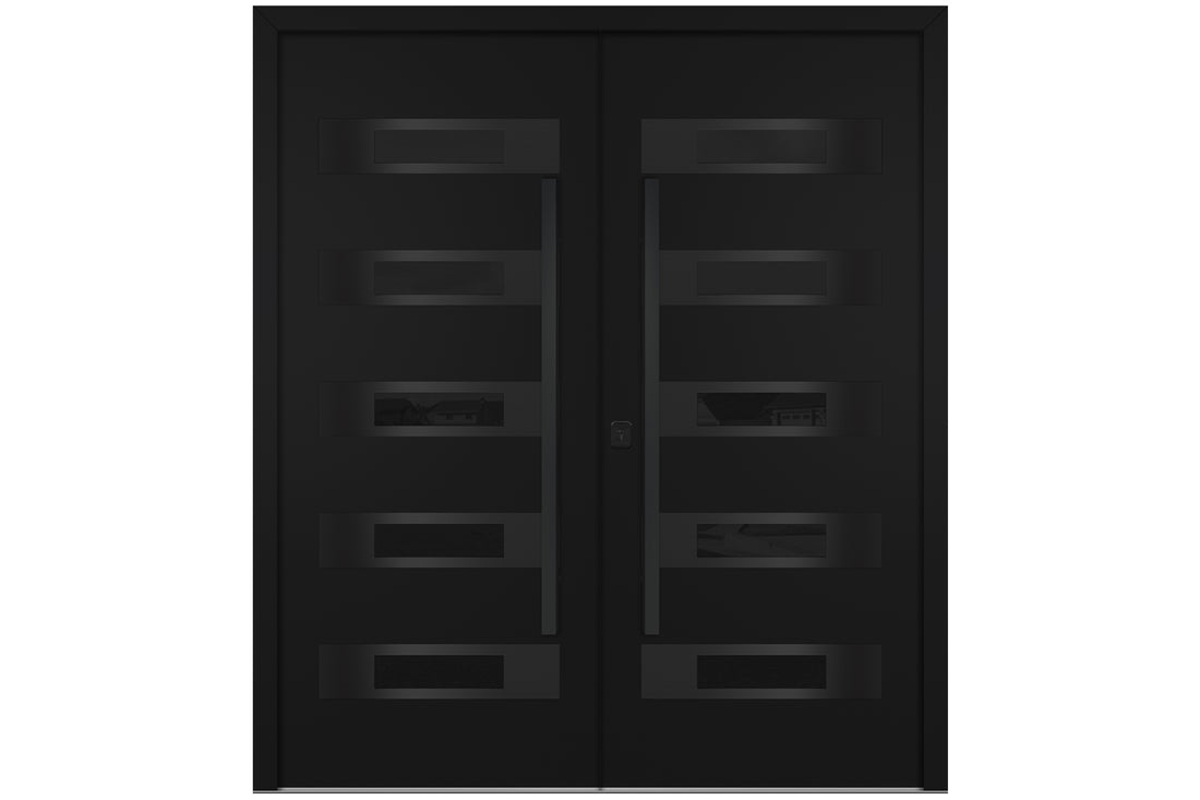 Nova Inox S5 Black Modern Exterior Double Door with Black Stainless Steel