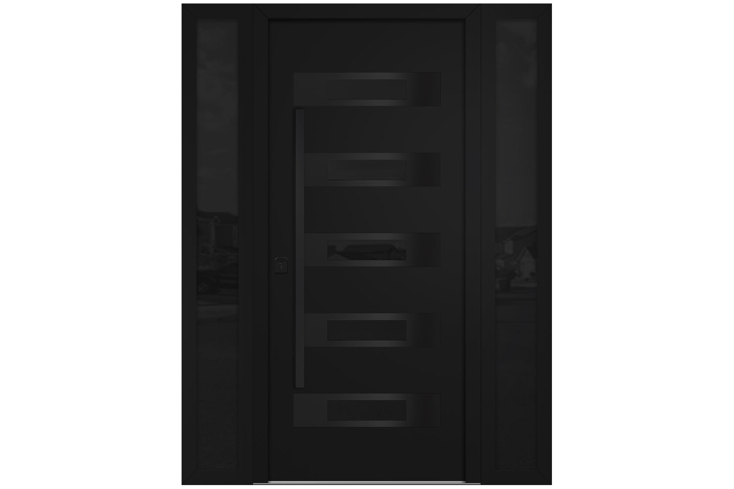 Nova Inox S5 Black Modern Exterior Door with Black Stainless Steel - with Double Sidelight