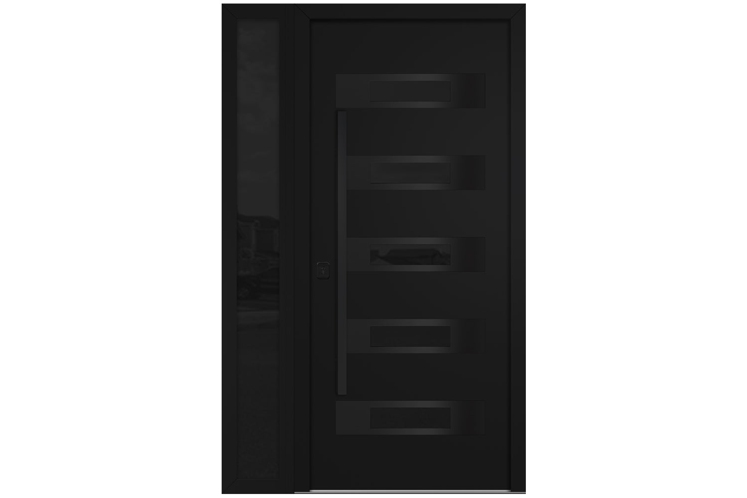 Nova Inox S5 Black Modern Exterior Door with Black Stainless Steel - with Left Sidelight