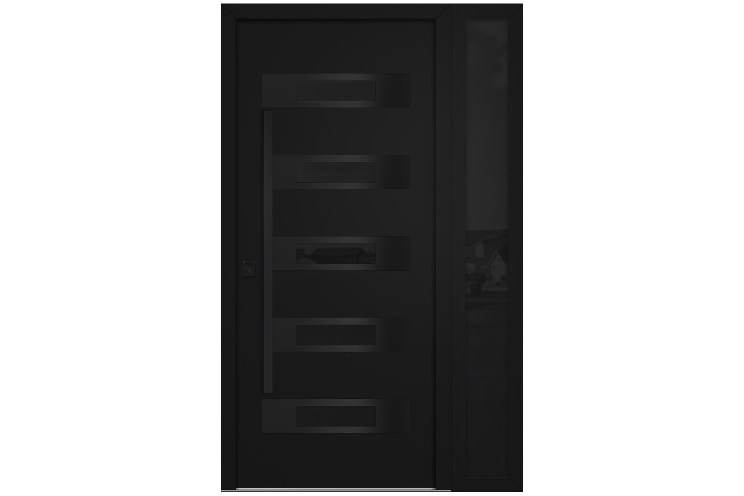 Nova Inox S5 Black Modern Exterior Door with Black Stainless Steel - with Right Sidelight