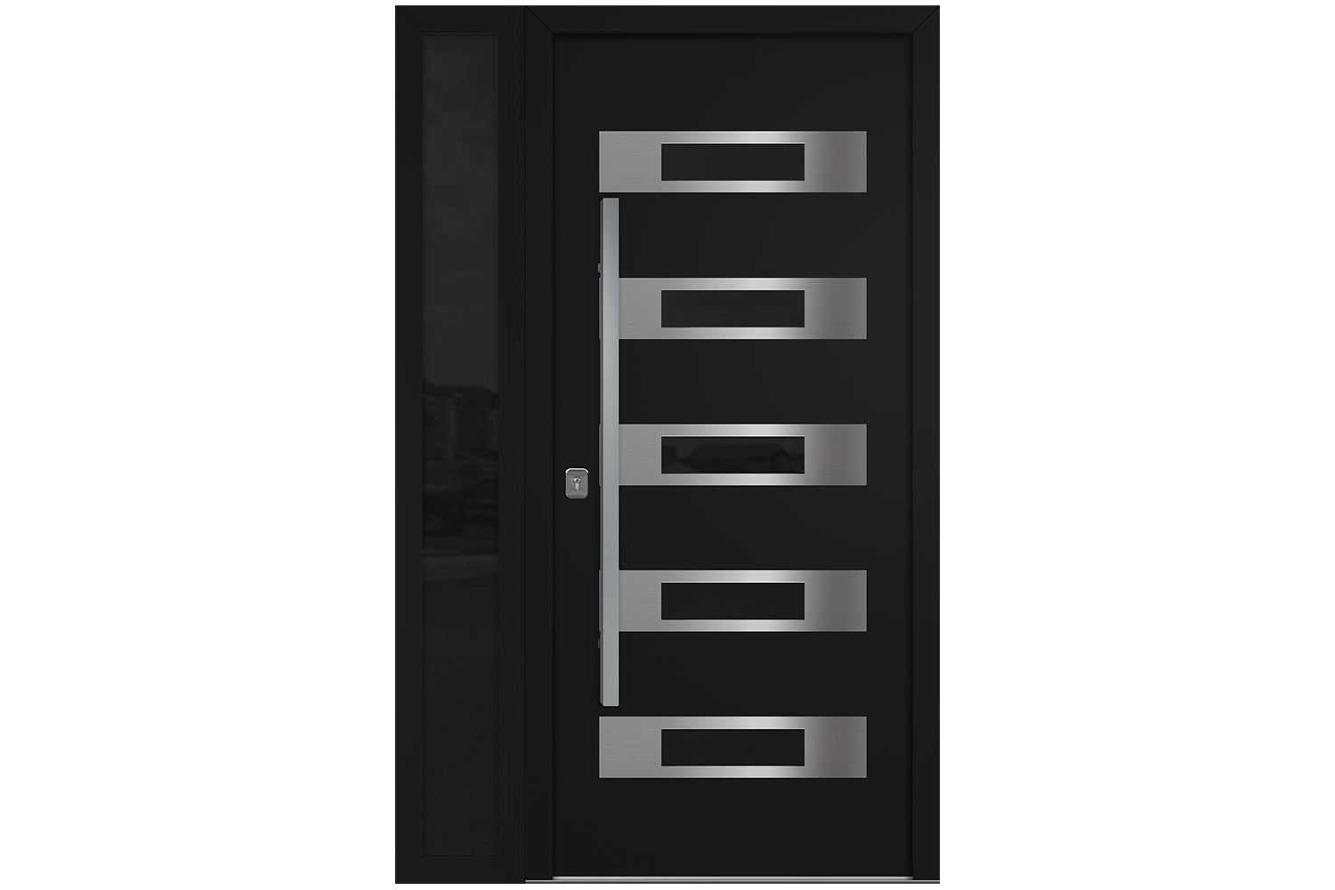 Nova Inox S5 Black Modern Exterior Door w Left Sidelight Right-in