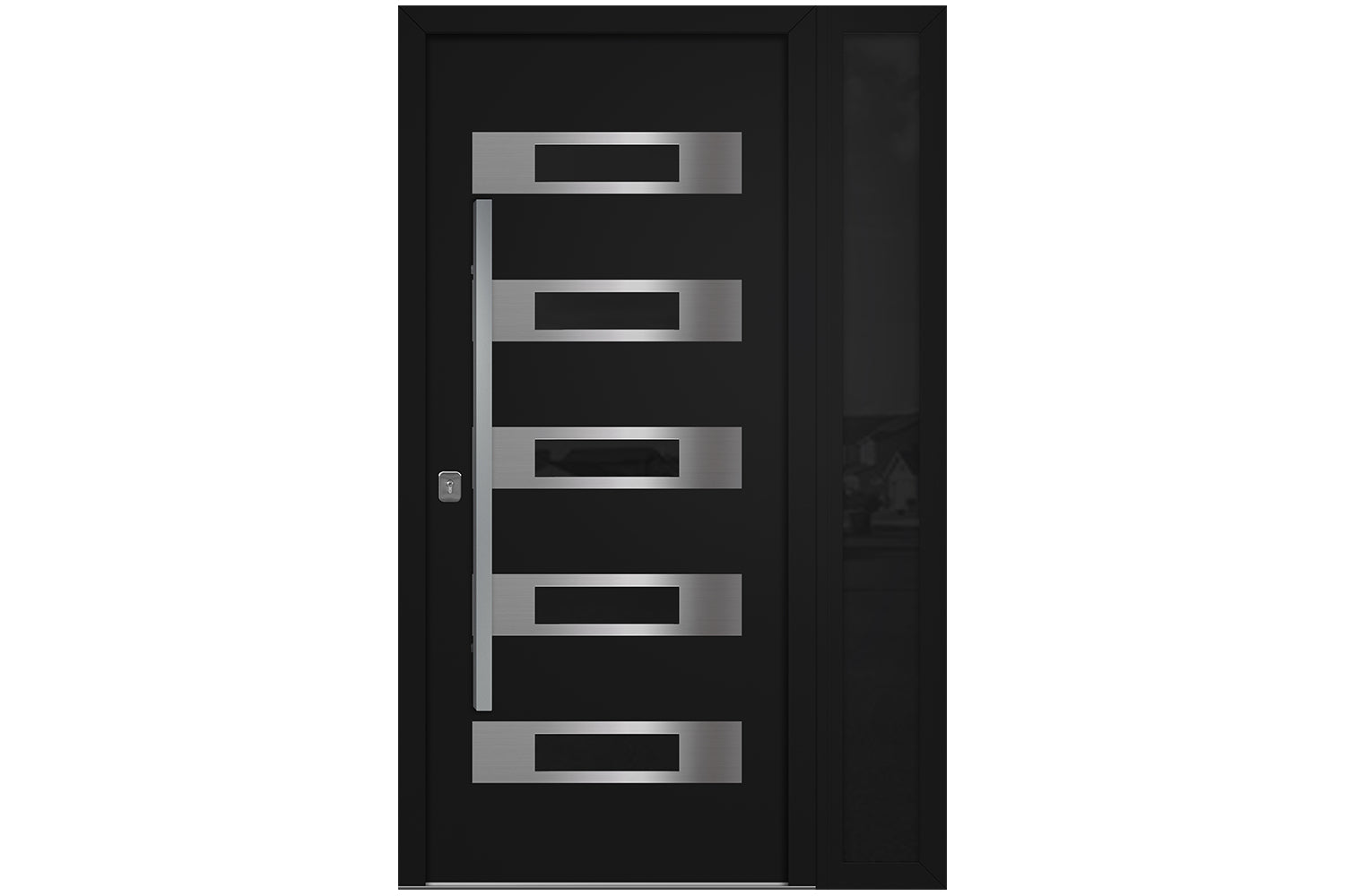 Nova Inox S5 Black Modern Exterior Door w Right Sidelight Right-in