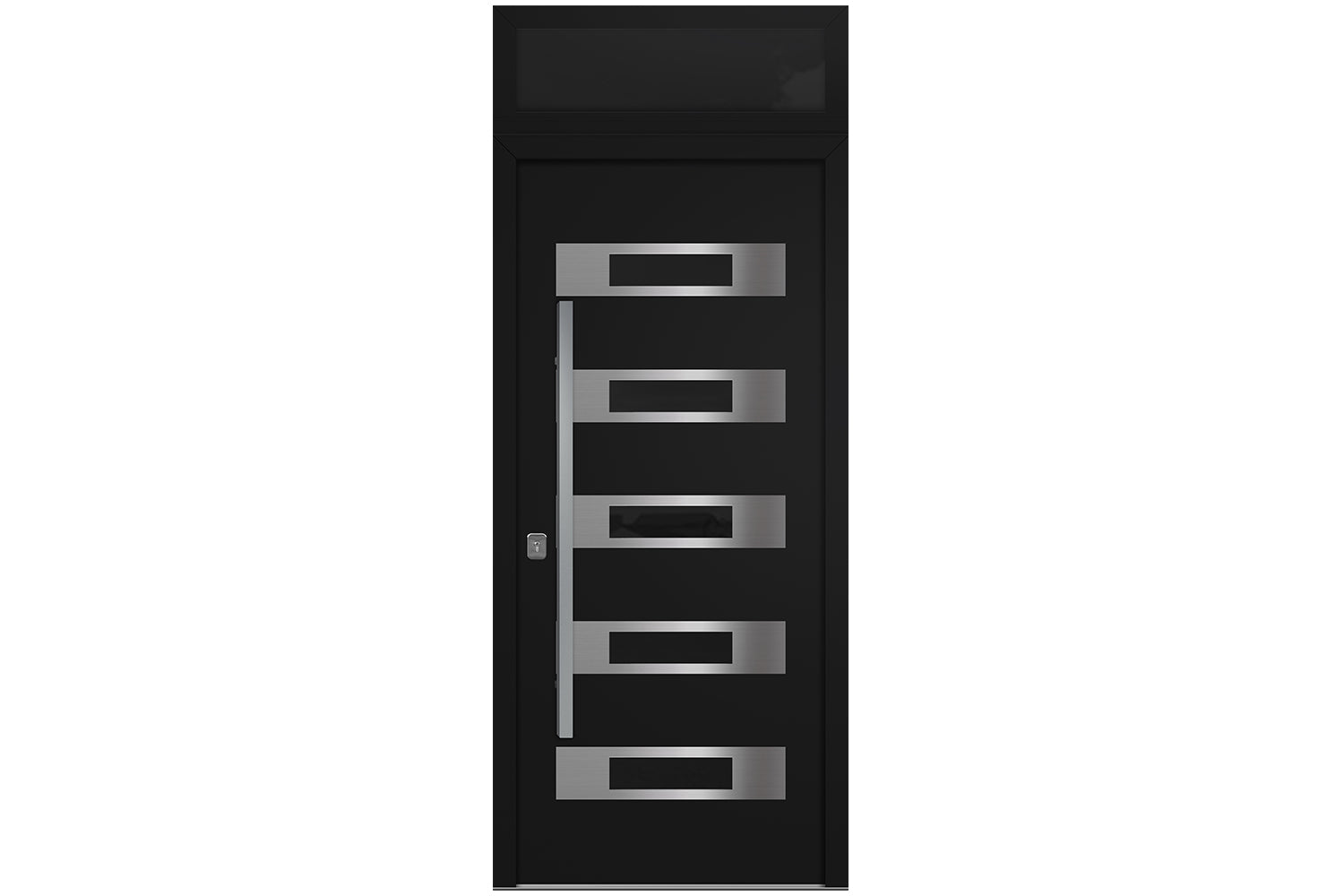 Nova Inox S5 Black Modern Exterior Door w Transom Right-in