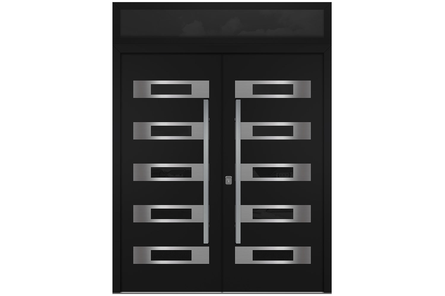 Nova Inox S5 Black Modern Exterior Double Door w Transom Right Door Active