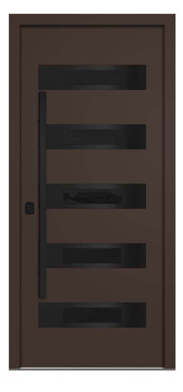 Nova Inox S5 Brown Modern Exterior Door with Black Stainless Steel